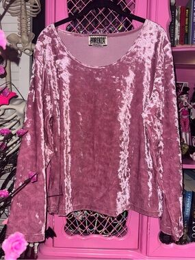 VTG Forenza pastel pink crushed velvet top XL